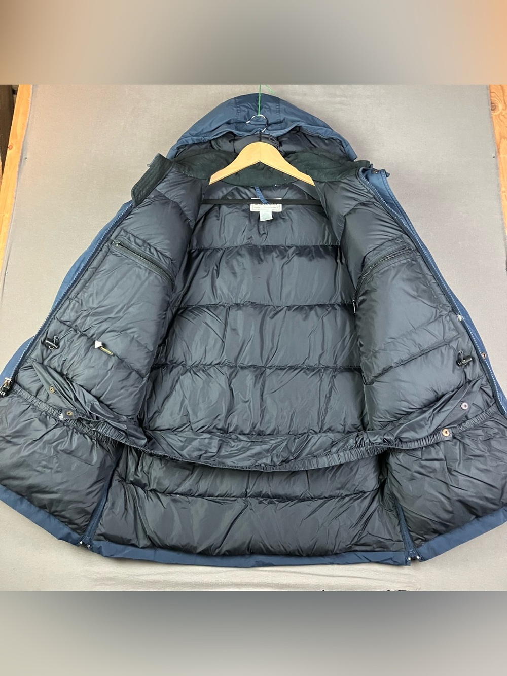 LL Bean Maine Wardens Parka Goose Down Gore Tex Jacket Men Small Blue Zip Button - Picture 3 of 16
